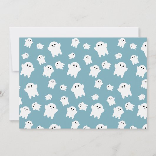リトルブー幽霊ハロウィンボーイズ誕生日写真 招待状 (裏面)