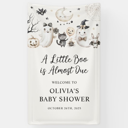 リトルブー幽霊ハロウィーンベビーシャワーウェルカム 横断幕 (縦)