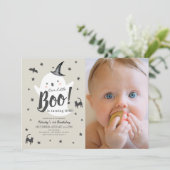 リトルブー幽霊ハロウィーン1st誕生日フォト 招待状 (スタンド正面)