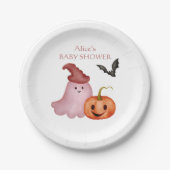 リトルブー幽霊パンプキンハロウィーンベイビーシャワー ペーパープレート (正面)