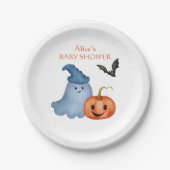 リトルブー幽霊パンプキンハロウィーンベイビーシャワー ペーパープレート (正面)