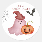 リトルブー幽霊パンプキンハロウィーンベイビーシャワー ラウンドシール (正面)