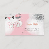 リトルブー幽霊ピンクベビーシャワーおむつラッフル エンクロージャーカード (正面)