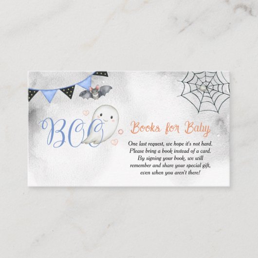 リトルブー幽霊ボーイベビーシャワーブズベビー エンクロージャーカード (正面)