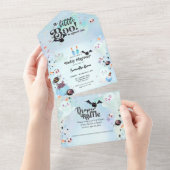 リトルブー男の赤ちゃんベビーシャワー オールインワン招待状 (貼ってはがせる)