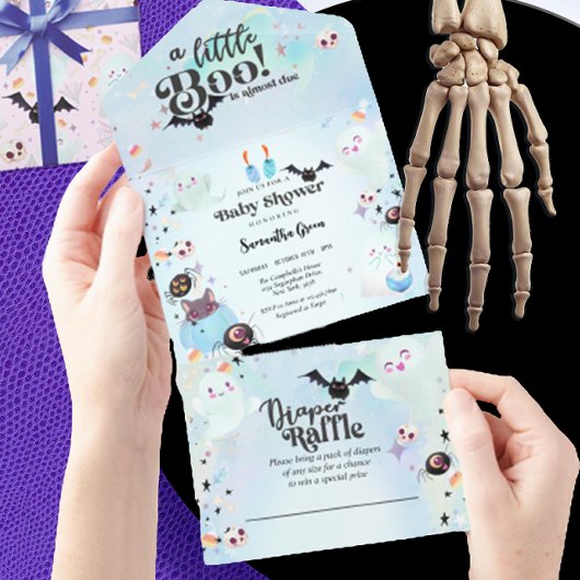 リトルブー男の赤ちゃんベビーシャワー オールインワン招待状