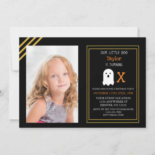 リトルブー秋ハロウィーン誕生日 招待状 (正面)