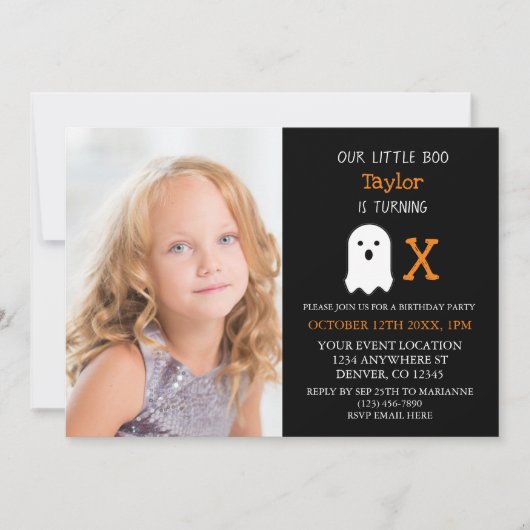 リトルブー秋ハロウィーン誕生日 招待状 (正面)