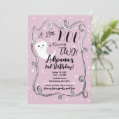 リトルブー　おたんじょうびおめでとう　２さい　ピンクのハロウィン　ゴースト 招待状 (スタンド正面)