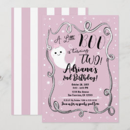 リトルブー　おたんじょうびおめでとう　２さい　ピンクのハロウィン　ゴースト 招待状