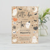 リトルブー かわいいオレンジの幽霊 2歳の誕生日パーティー 招待状 (スタンド正面)