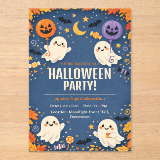 リトルブー かわいい お化け ハロウィンパーティー アクリル招待状