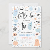 リトルブー キュート ブルー ゴースト 2歳の誕生日パーティー 招待状 (正面)