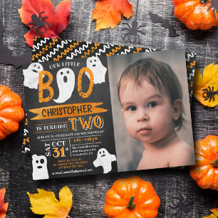 リトルブー!ハロウィン2歳の誕生日写真 招待状
