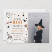 リトルブー ハロウィン おばけ ベビーシャワー 写真 招待状 (正面)