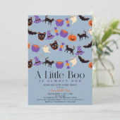リトルブー ハロウィン ガーランド 青い少年 ベビーシャワー 招待状 (スタンド正面)