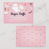 リトルブー ピンク ゴースト ベイビー シャワー おむつラッフル エンクロージャーカード (正面/裏面)