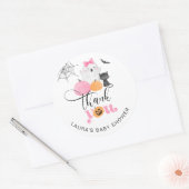 リトルブー ピンク スプーキーベイビーシャワー サンクス ラウンドシール (封筒)