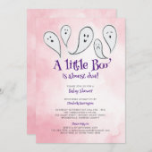 リトルブー ピンク ベビーシャワー 招待状 (正面/裏面)