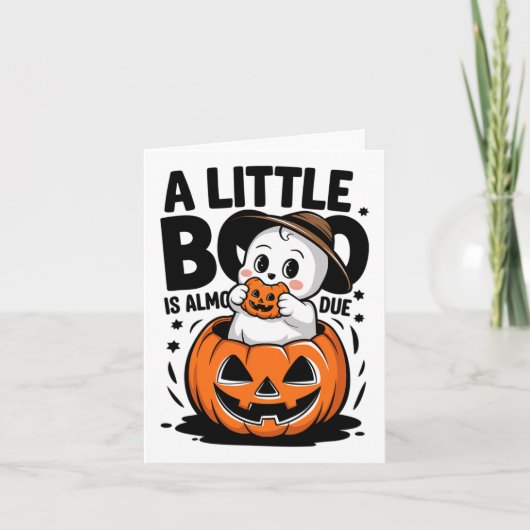 リトルブー 誕生間近 ハロウィン かわいい 妊娠 カード (正面)