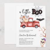 リトルブー 赤いカボチャのピックアップトラック ベビーシャワー 招待状 (正面/裏面)