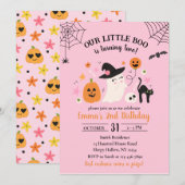 リトルブー 2歳の誕生日 ハロウィンパーティー 招待状 (正面/裏面)
