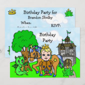 リトルプリンスのおとぎ話の誕生日パーティー 招待状 (正面/裏面)