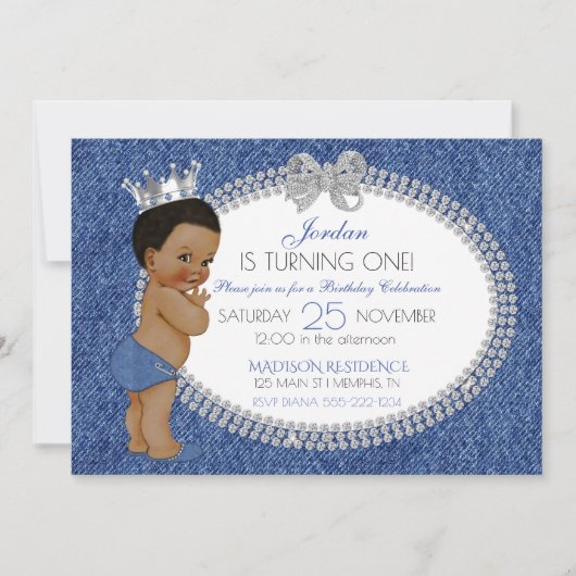 リトルプリンスアフリカンアメリカン・デニム&ダイヤモンド 招待状 (正面)