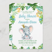 リトルプリンスエレファントベビーシャワーの招待 招待状 (正面/裏面)