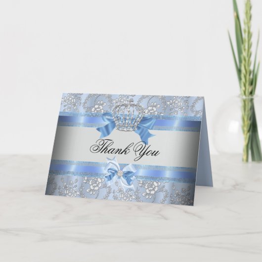 リトルプリンスクラウンベビーシャワーサンキューカード サンキューカード (正面)