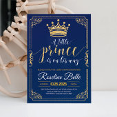 リトルプリンスクラウン海軍と金ゴールド少年の赤ちゃんシャワー 招待状