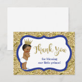 リトルプリンスサンキューカードブルーフェイクグリッター サンキューカード (正面/裏面)