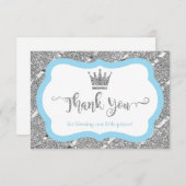 リトルプリンスサンキューカードブルーフェイクグリッター サンキューカード (正面/裏面)