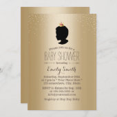 リトルプリンスシルエット金ゴールドメタリックベビーシャワー 招待状 (正面/裏面)