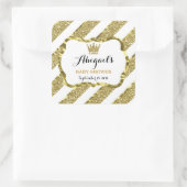 リトルプリンスステッカー、フェイク金ゴールドグリッター&フォイル スクエアシール (バッグ)