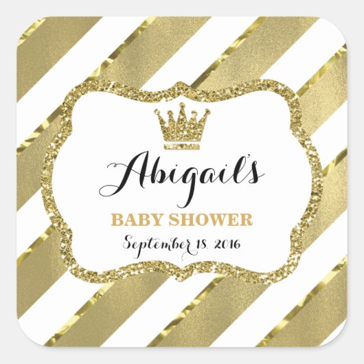 リトルプリンスステッカー、フェイク金ゴールドグリッター&フォイル スクエアシール (正面)