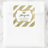 リトルプリンスステッカー、フェイク金ゴールドグリッター&フォイル スクエアシール (バッグ)