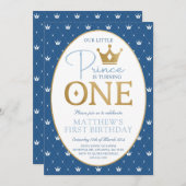 リトルプリンスファースト誕生日パーティーへの招待 招待状 (正面/裏面)