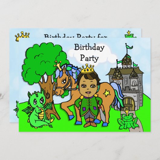 リトルプリンスフェアリー物語誕生日パーティー 招待状 (正面/裏面)