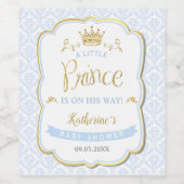 リトルプリンスブルーダマスク金ゴールドクラウンベビーシャワー ワインラベル (シングルラベル)
