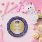 リトルプリンスブルー王室の金ゴールドクラウン ペーパープレート (パーティー)