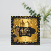 リトルプリンスベビーシャワーゴールドフォイルクラウンエスニック 招待状 (スタンド正面)