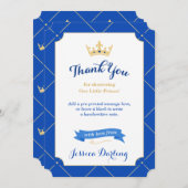 リトルプリンスベビーシャワーサンキューカード |王室の | サンキューカード (正面/裏面)