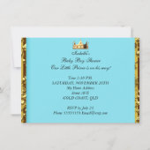 リトルプリンスベビーシャワーブルー金ゴールドボーイ馬車 招待状 (裏面)