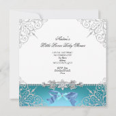 リトルプリンスベビーシャワーボーイティール（緑がかった色）ブルークラウン6 招待状 (裏面)