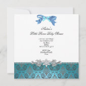 リトルプリンスベビーシャワーボーイティール(緑がかった色)ブルークラウン8 招待状 (裏面)