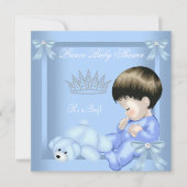 リトルプリンスベビーシャワーボーイブルートイベアー 招待状 (正面)