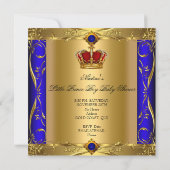 リトルプリンスベビーシャワーボーイブルーレッドクラウン 招待状 (裏面)