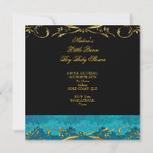 リトルプリンスベビーシャワーボーイリーガルティール（緑がかった色）クラウン 招待状 (裏面)