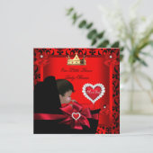 リトルプリンスベビーシャワーボーイリーガルレッド金ゴールドPram 招待状 (スタンド正面)